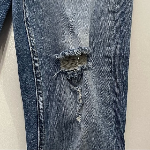 Zara Denim distressed straight leg jeans with zipper accents @ each ankle; US4 - Picture 6 of 7